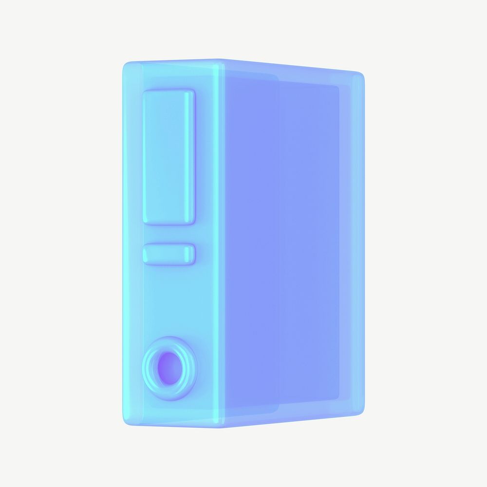 Blue folder, 3D office stationery collage element psd