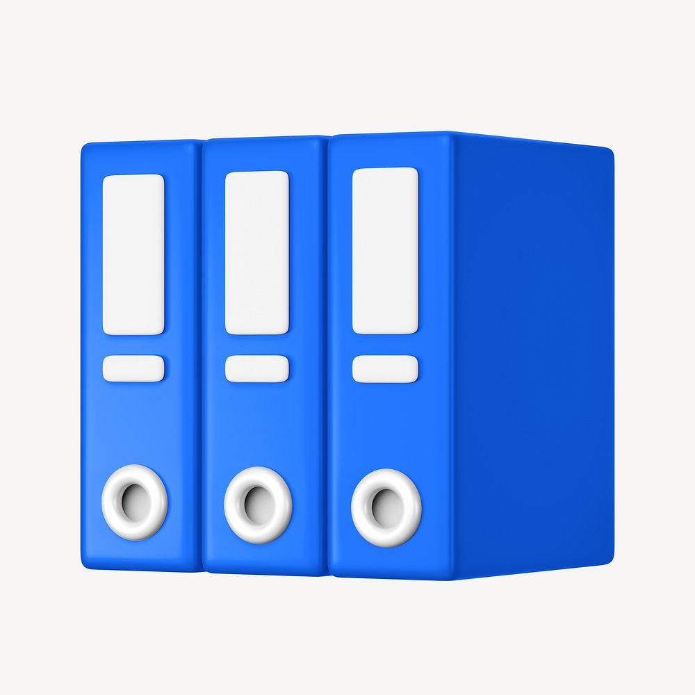 Blue stacked folders, 3D office stationery illustration