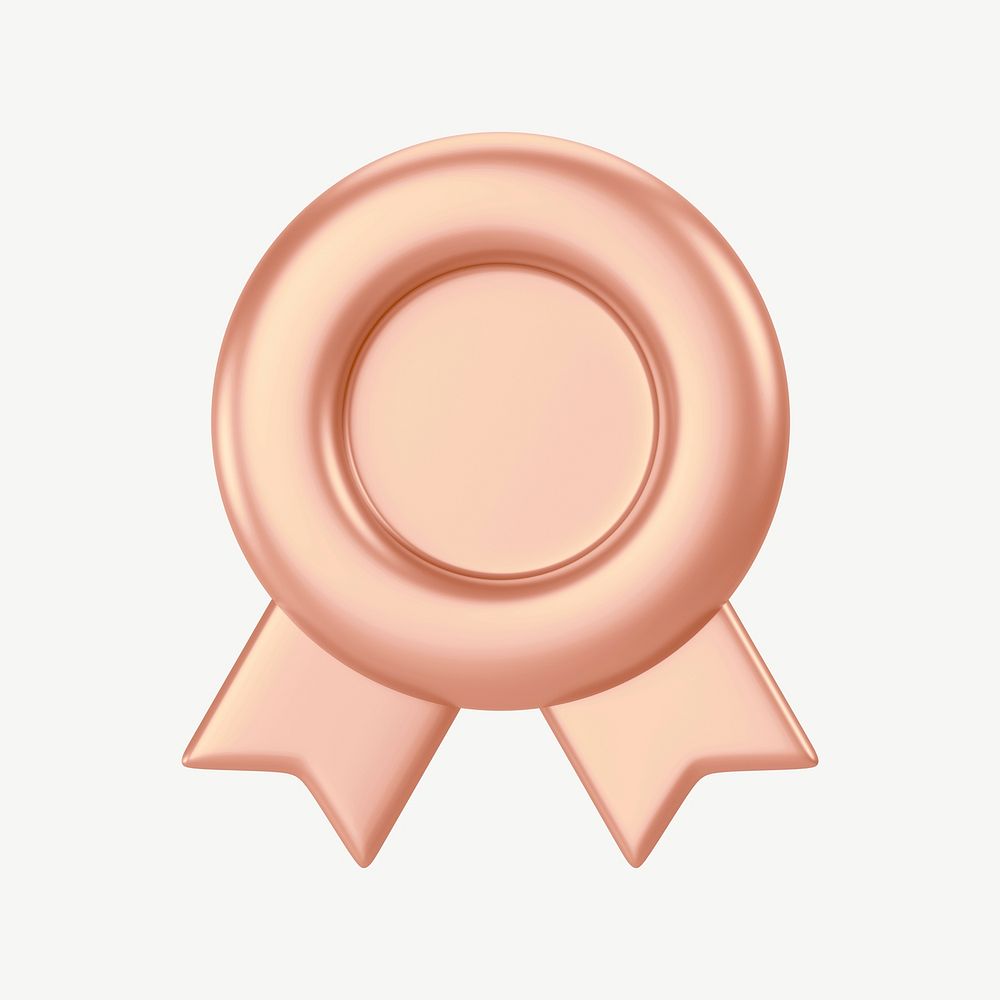 Rose gold winner badge, 3D collage element psd