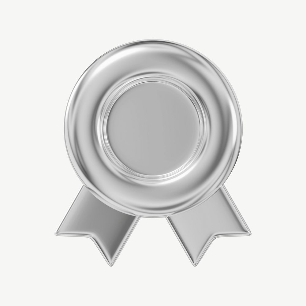 Silver winner badge, 3D collage element psd