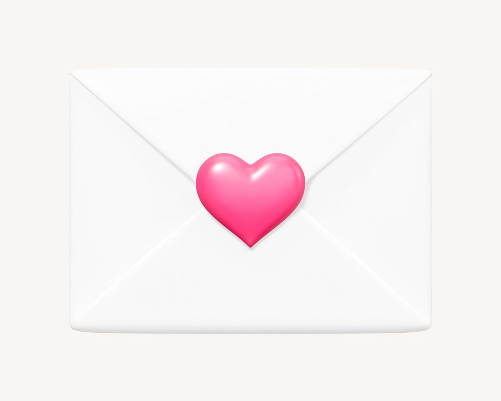 White love letter, 3D Valentine's illustration