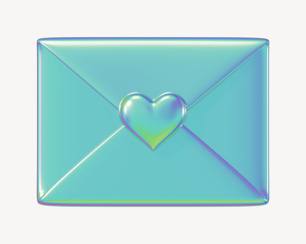 Metallic love letter, 3D Valentine's illustration