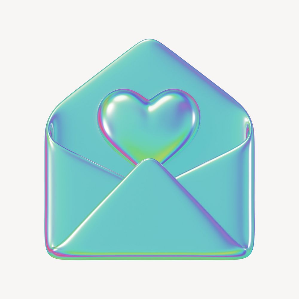 Metallic love letter, 3D Valentine's illustration