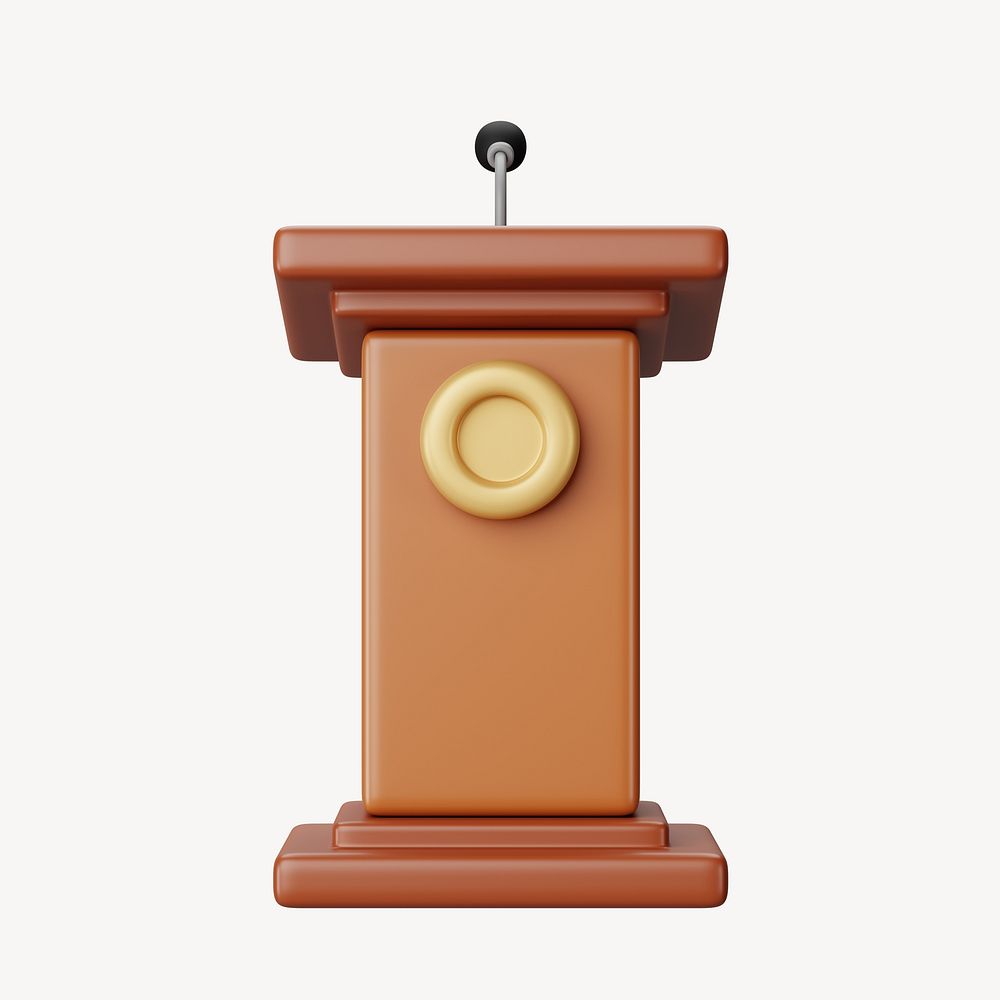 Wooden speaker podium, 3D rendering illustration