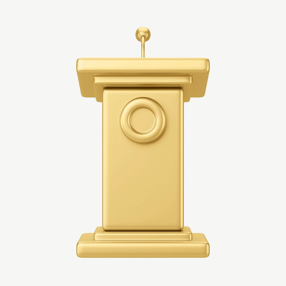 Gold speaker podium, 3D collage element psd