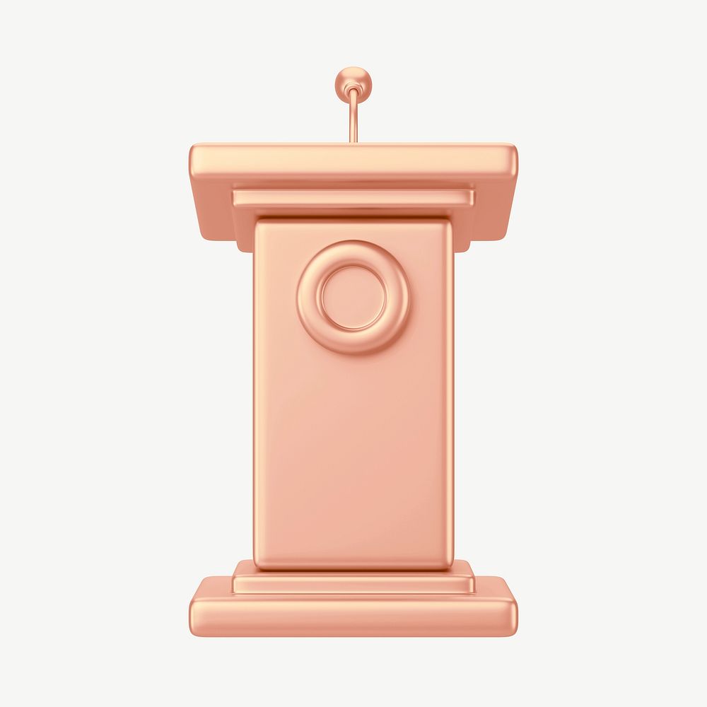 Copper speaker podium, 3D collage element psd