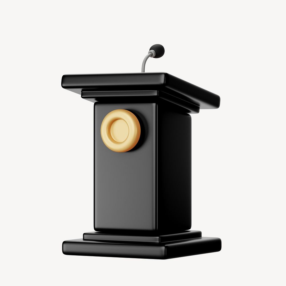 Black speaker podium, 3D rendering illustration