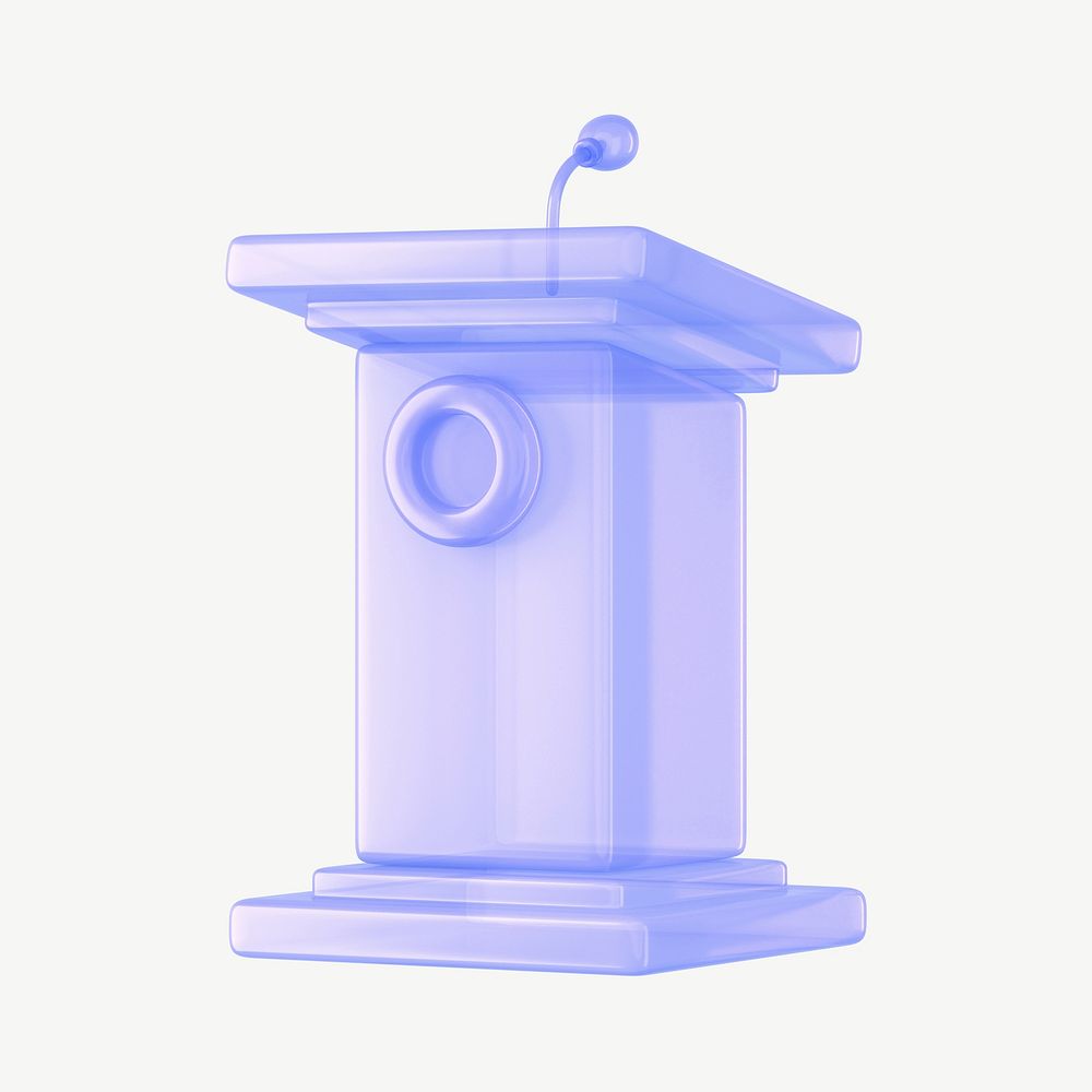 Iridescent speaker podium, 3D collage element psd
