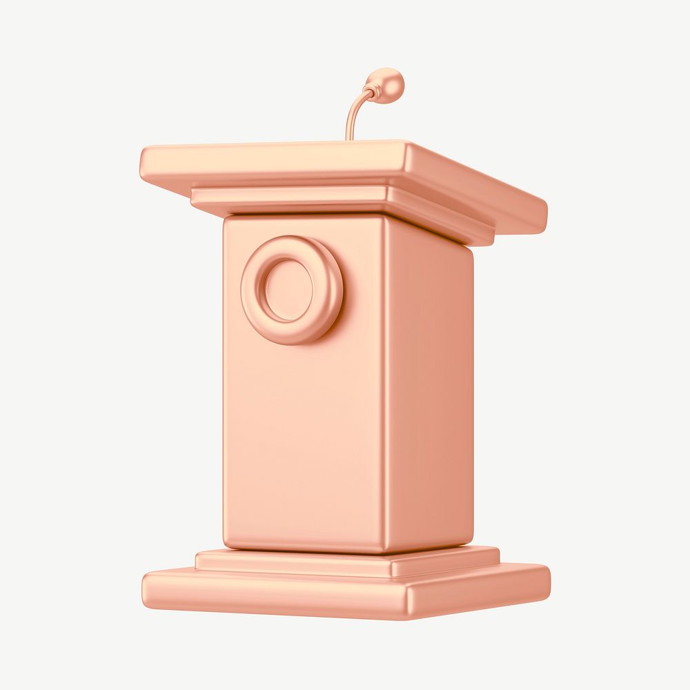 Copper speaker podium, 3D collage element psd