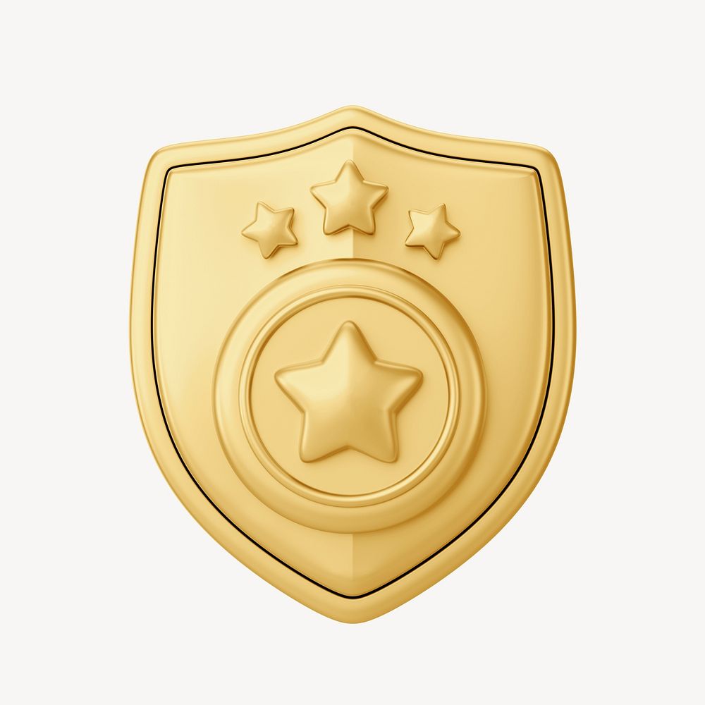 Gold police badge, 3D illustration