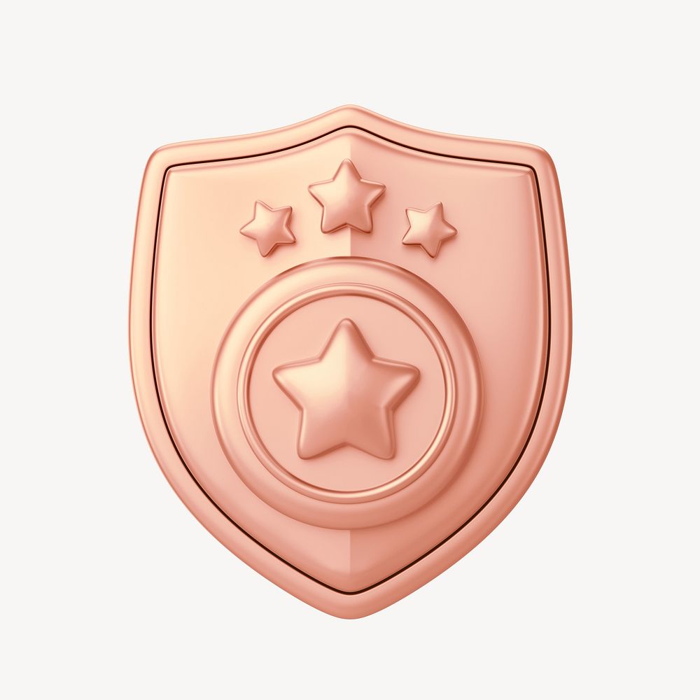 Rose gold police badge, 3D illustration