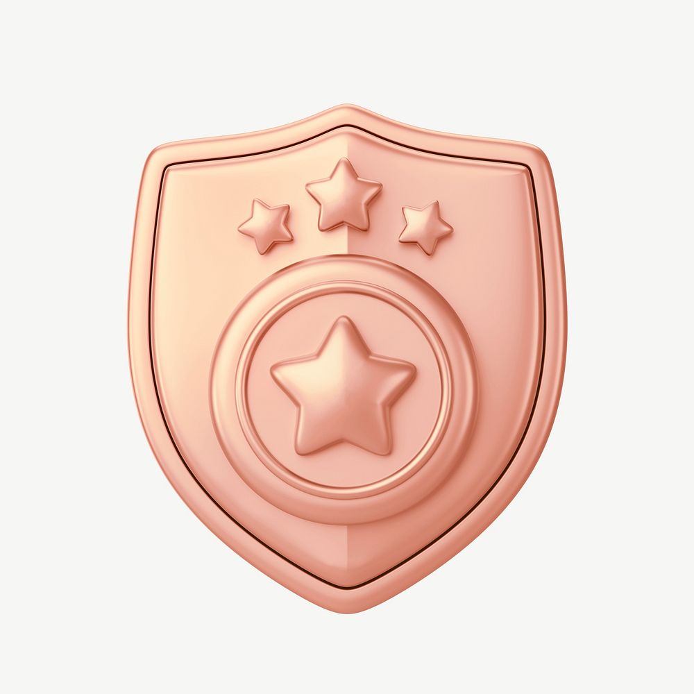 Rose gold police badge, 3D collage element psd