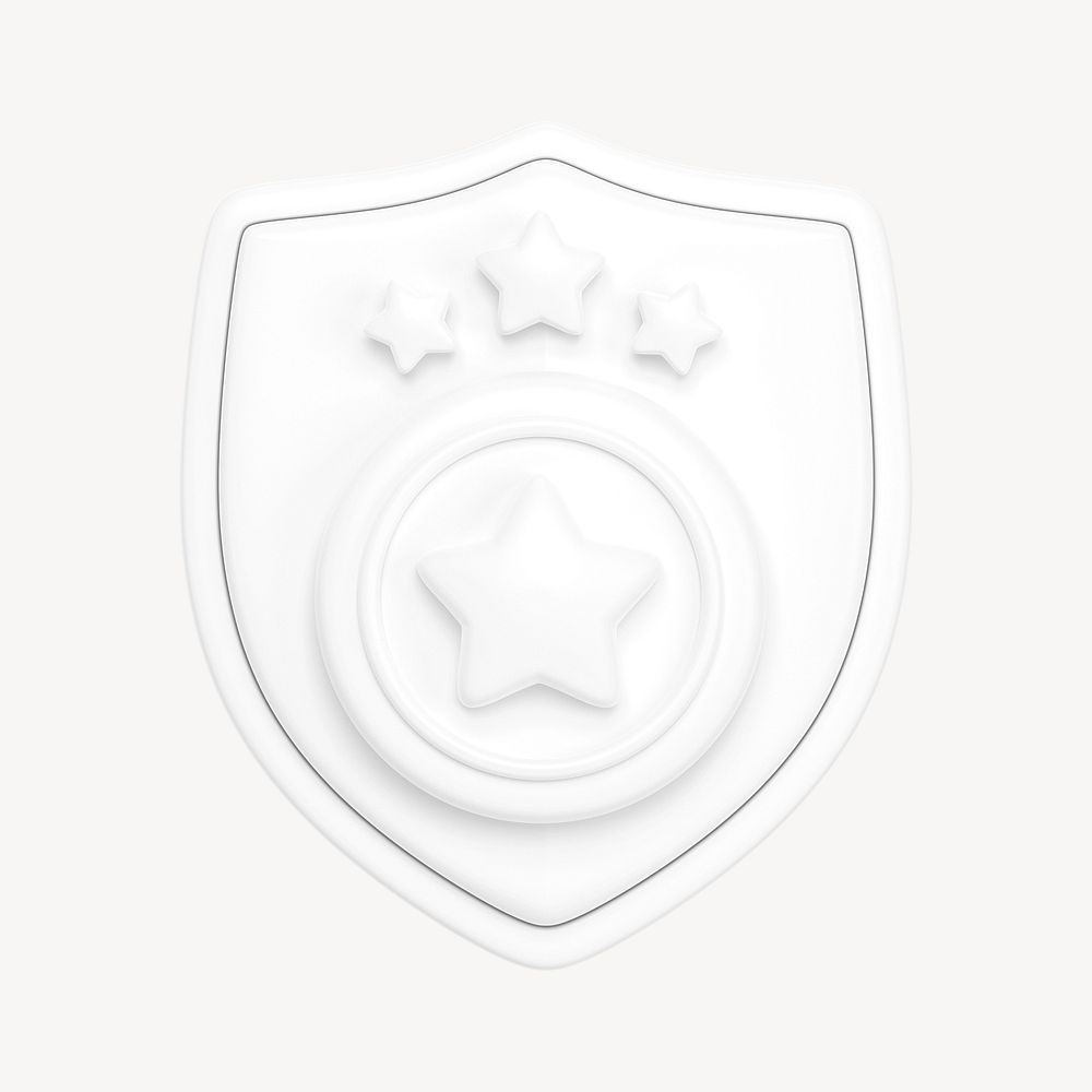 White police badge, 3D illustration