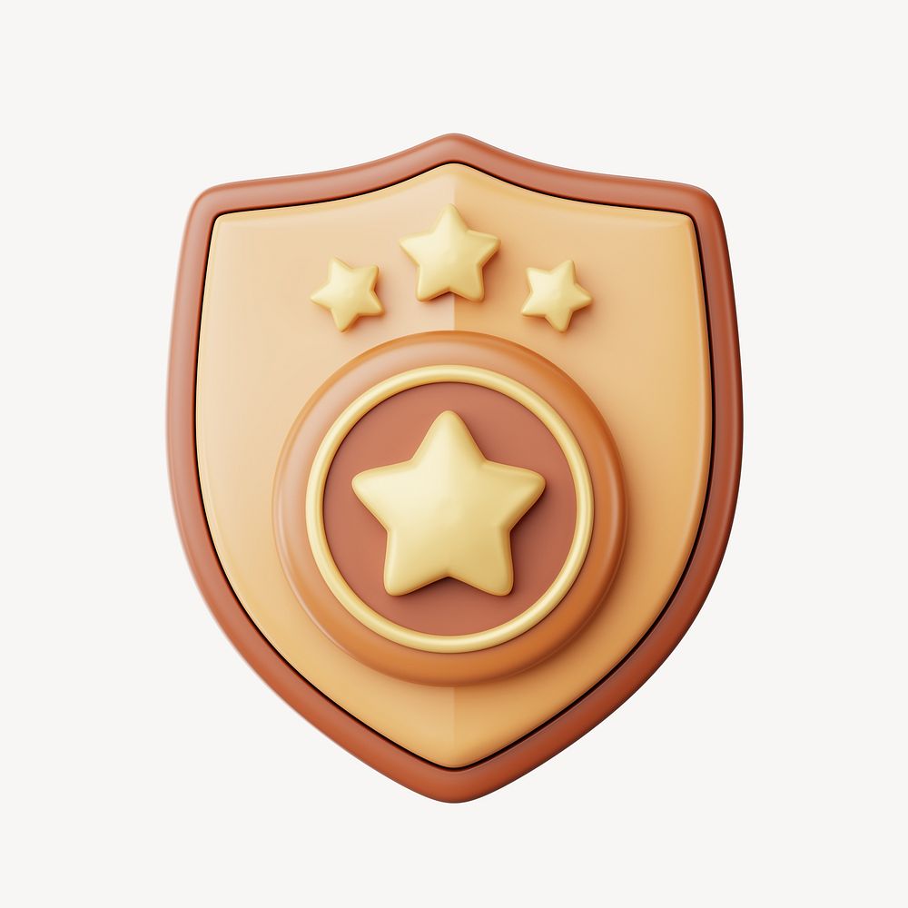 Brown police badge, 3D illustration