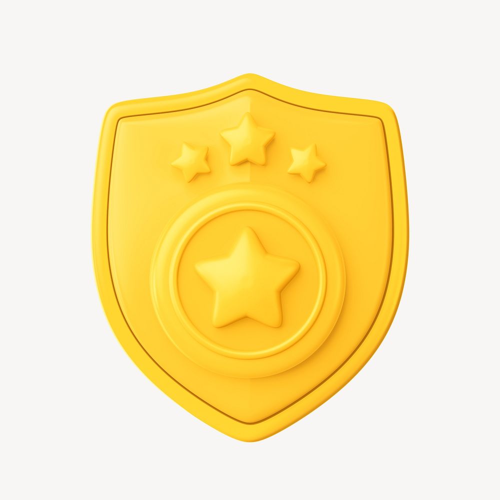 Yellow police badge, 3D illustration