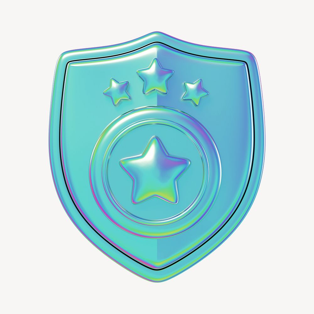 Blue metallic police badge, 3D illustration