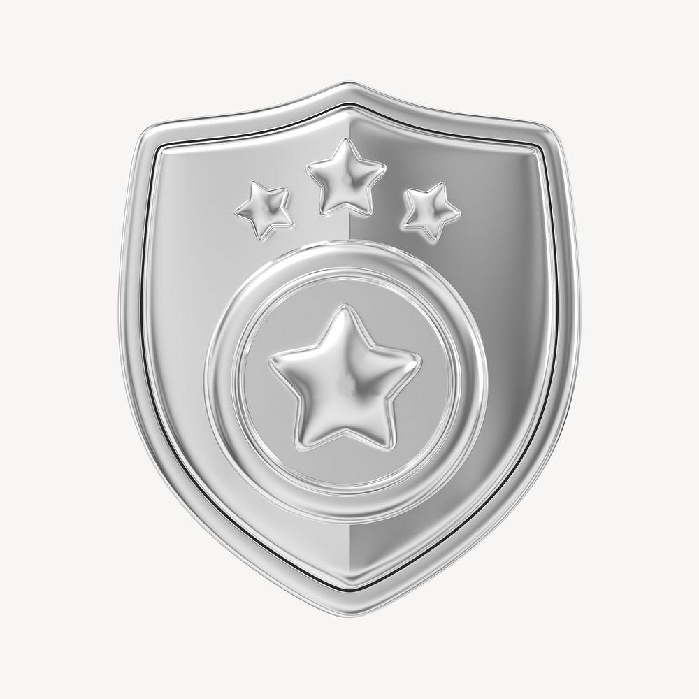 Sliver police badge, 3D illustration