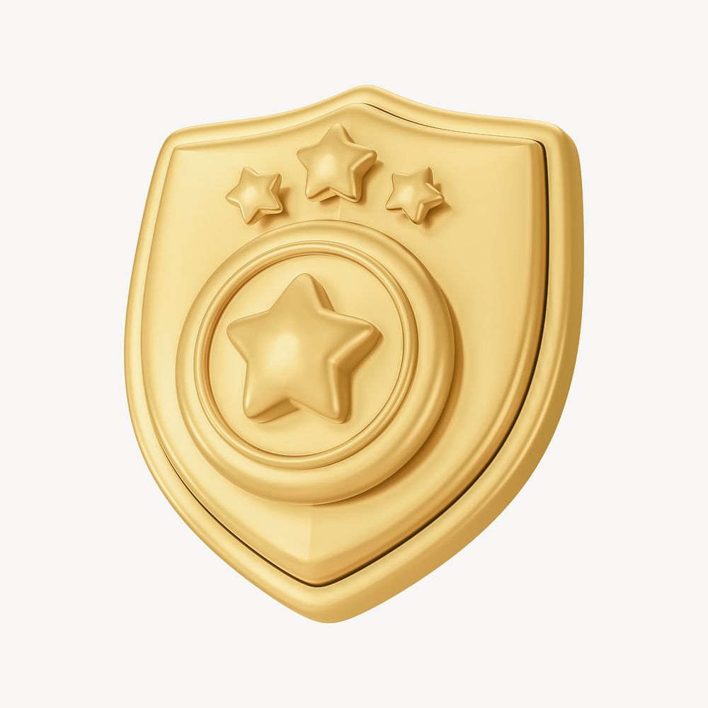 Gold police badge, 3D illustration