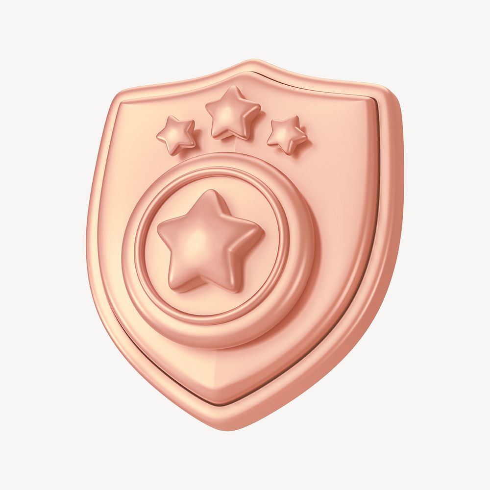 Copper police badge, 3D illustration