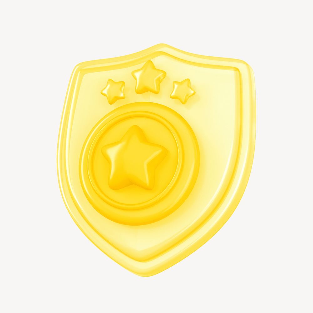 Yellow police badge, 3D illustration
