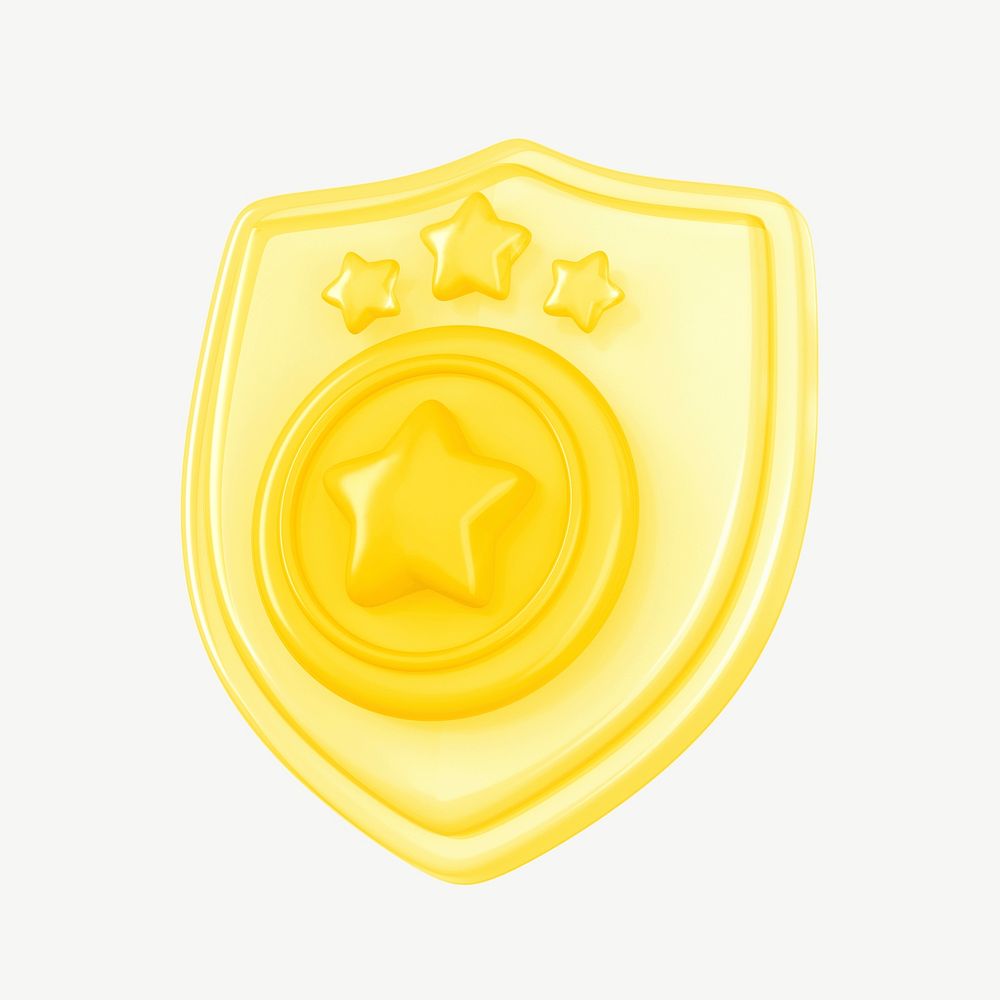 Yellow police badge, 3D collage element psd