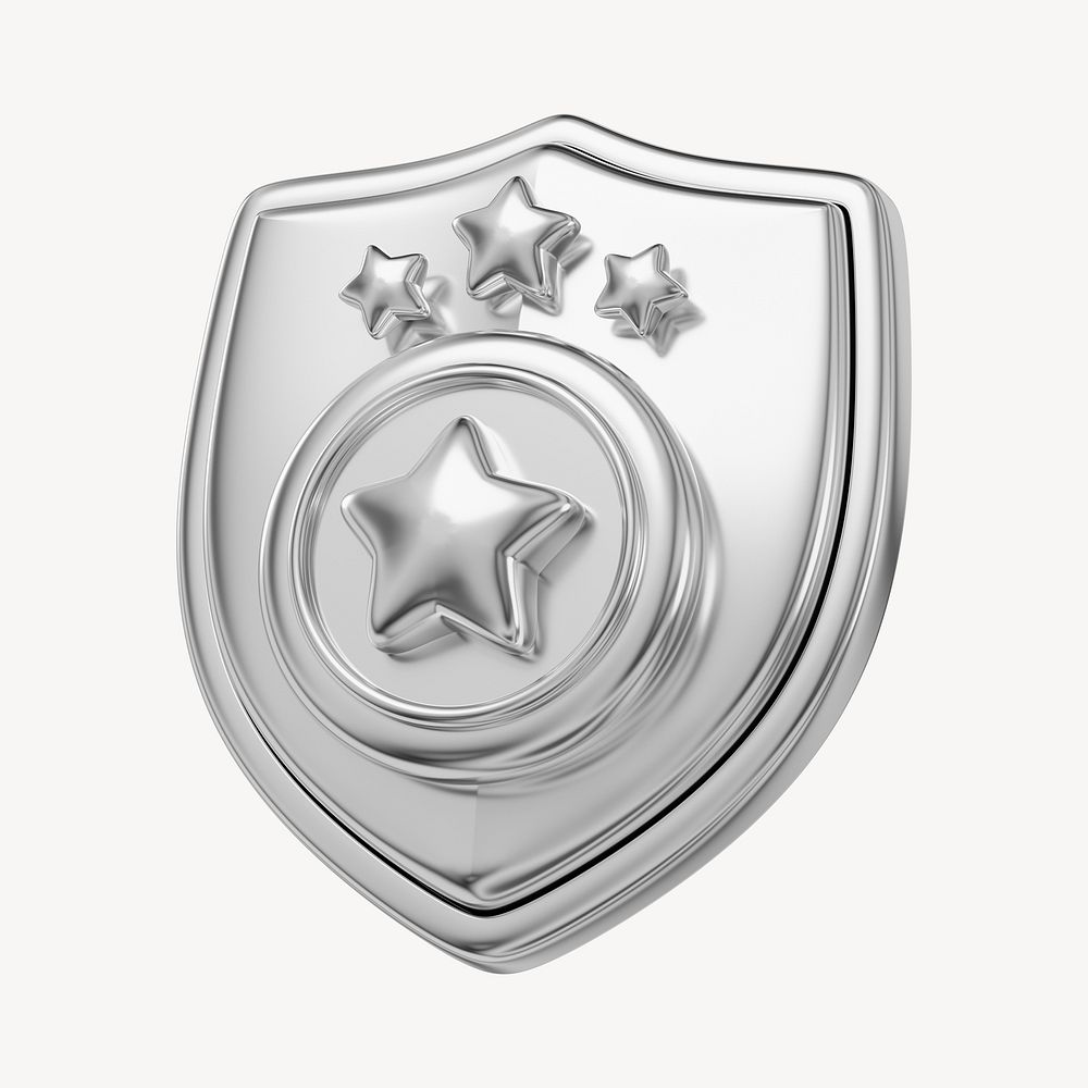 Silver police badge, 3D illustration