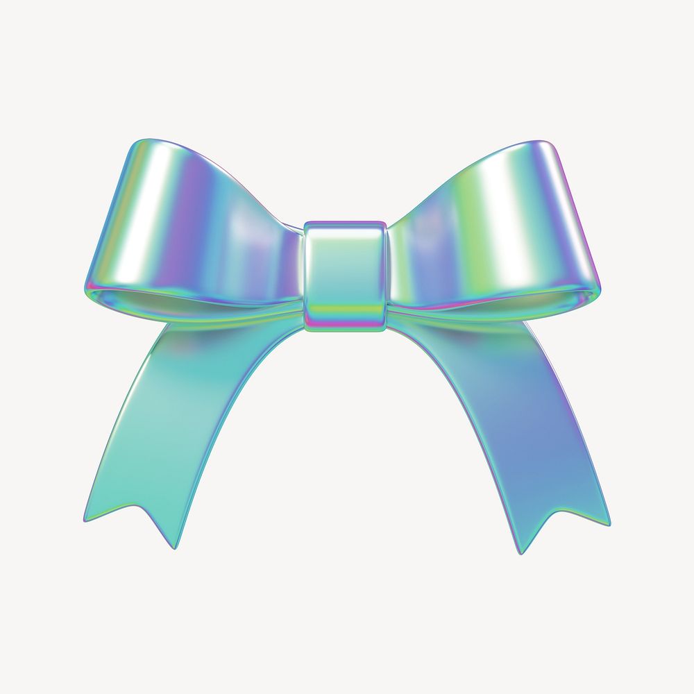 Holographic ribbon bow, 3D illustration