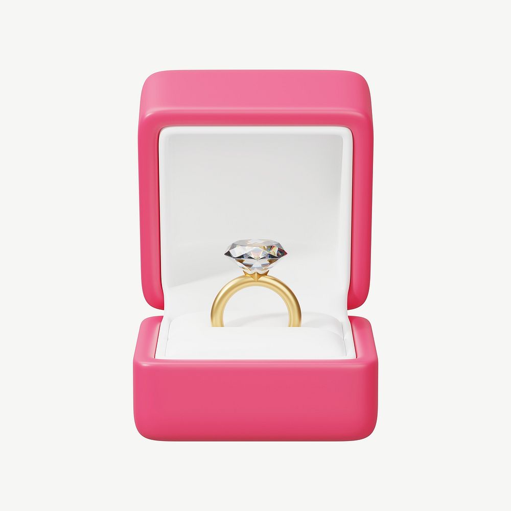 Pink engagement ring box, 3D | Premium PSD - rawpixel