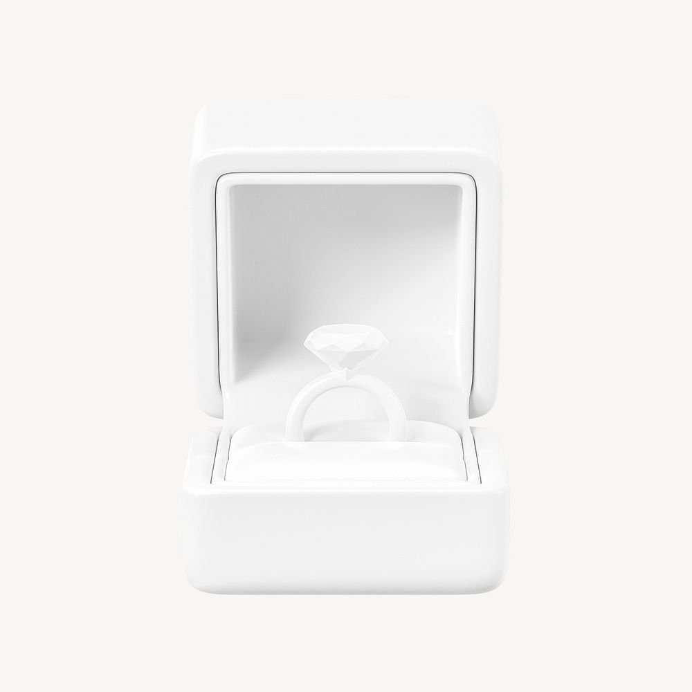White engagement ring box, 3D jewelry illustration