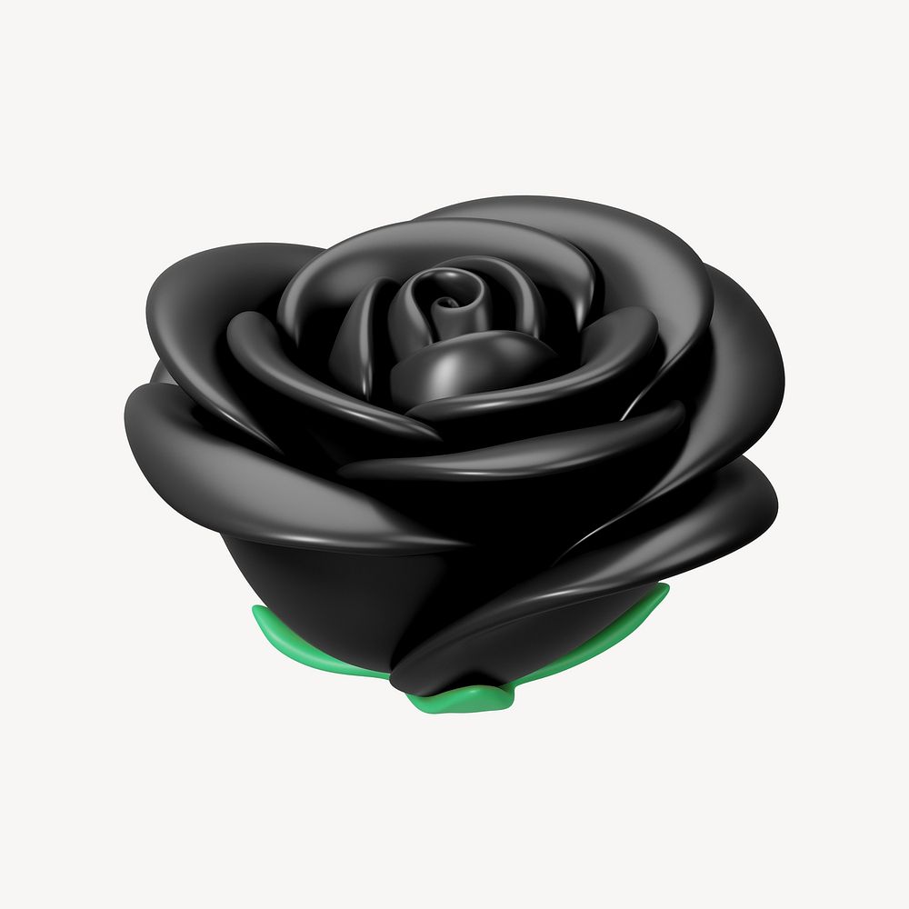 Black rose flower, 3D illustration