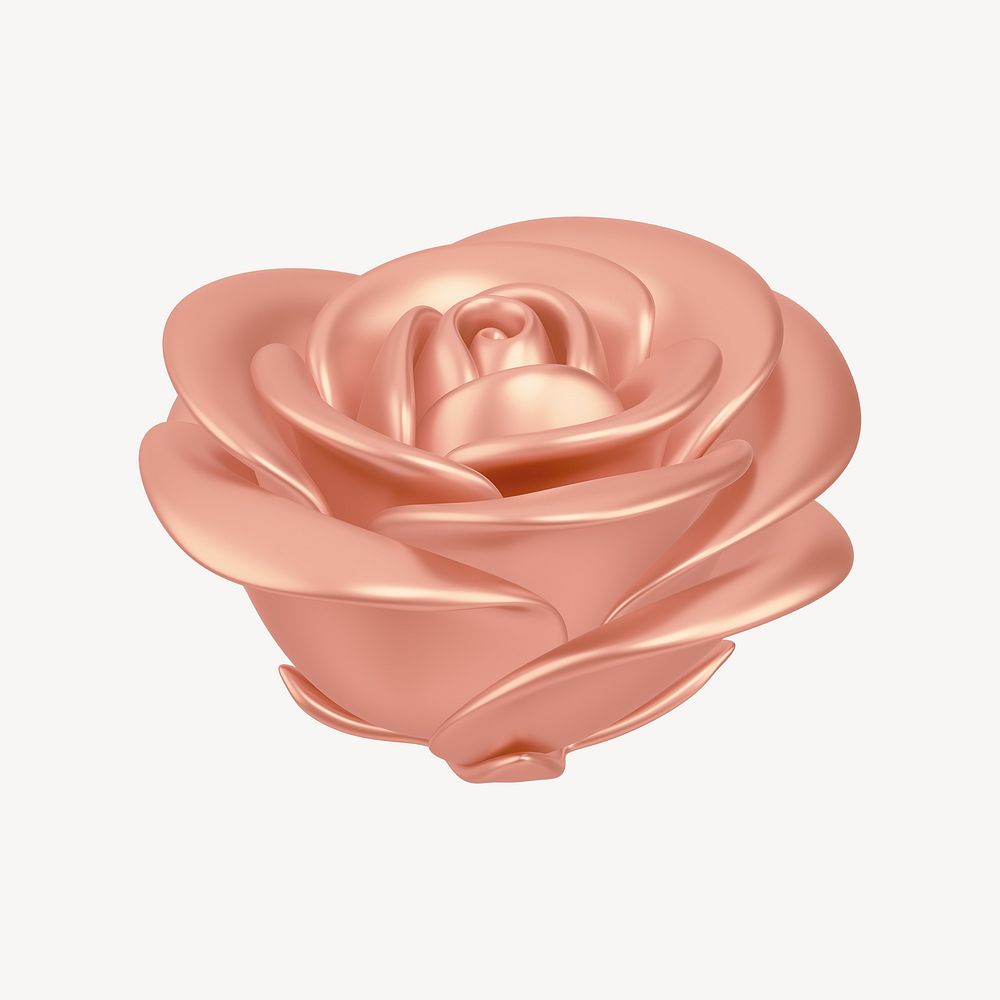 Copper gold rose flower, 3D illustration