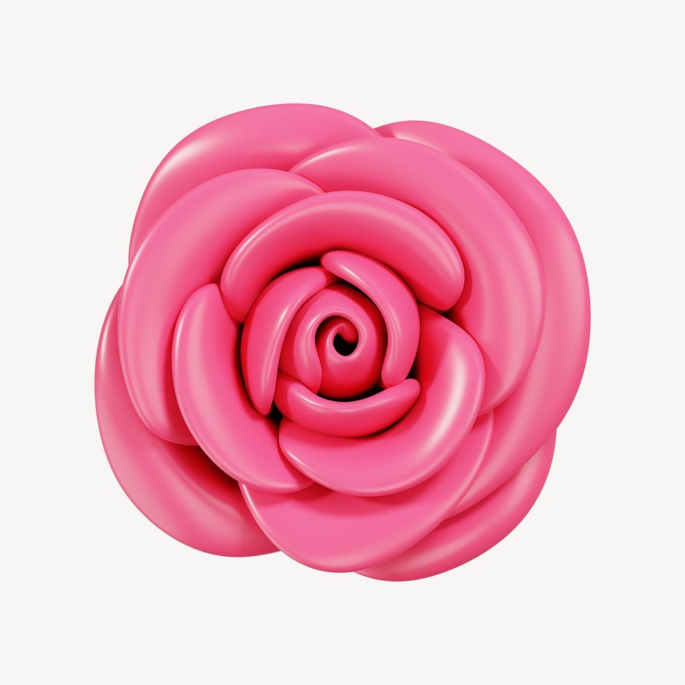 Pink rose flower, 3D illustration