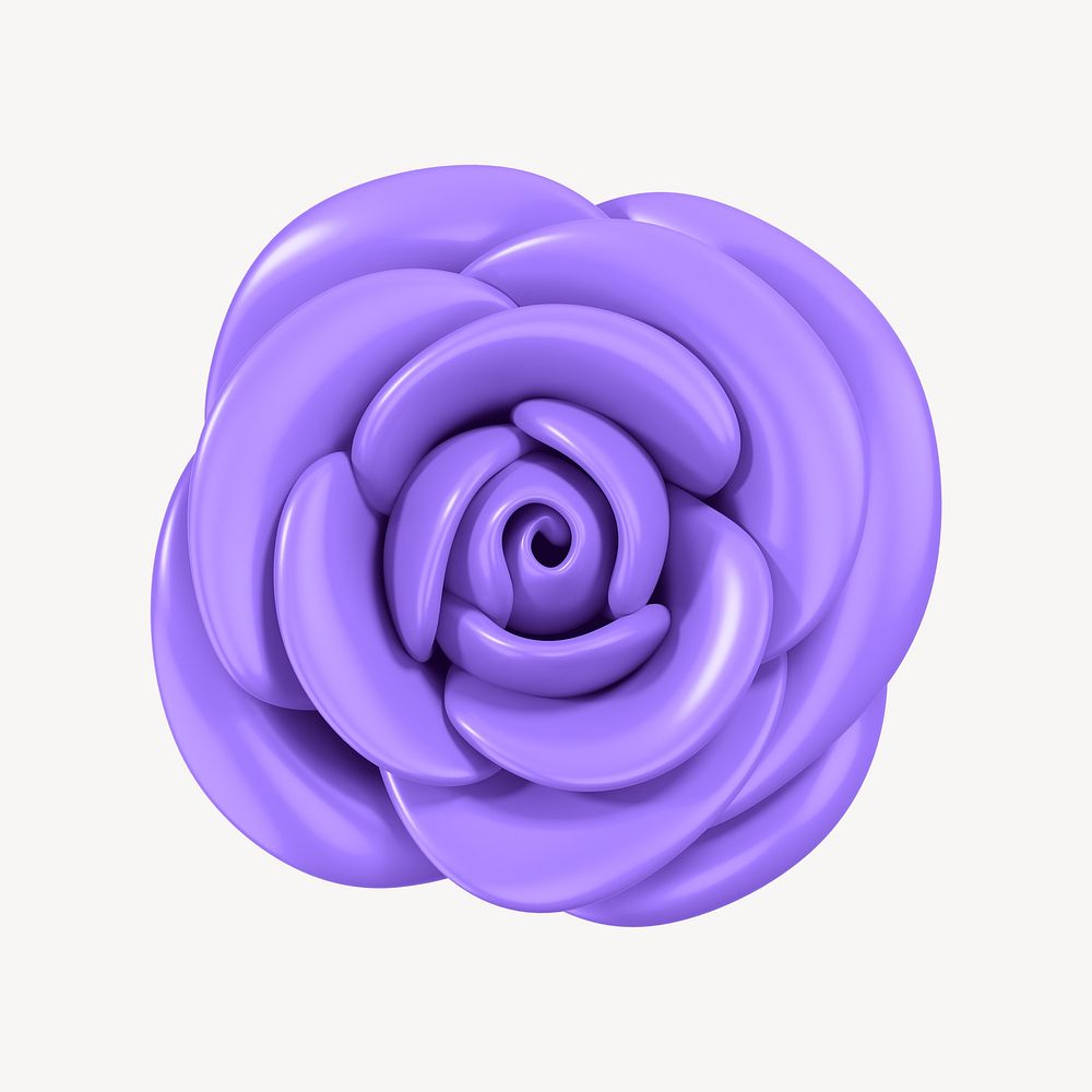 Purple rose flower, 3D illustration