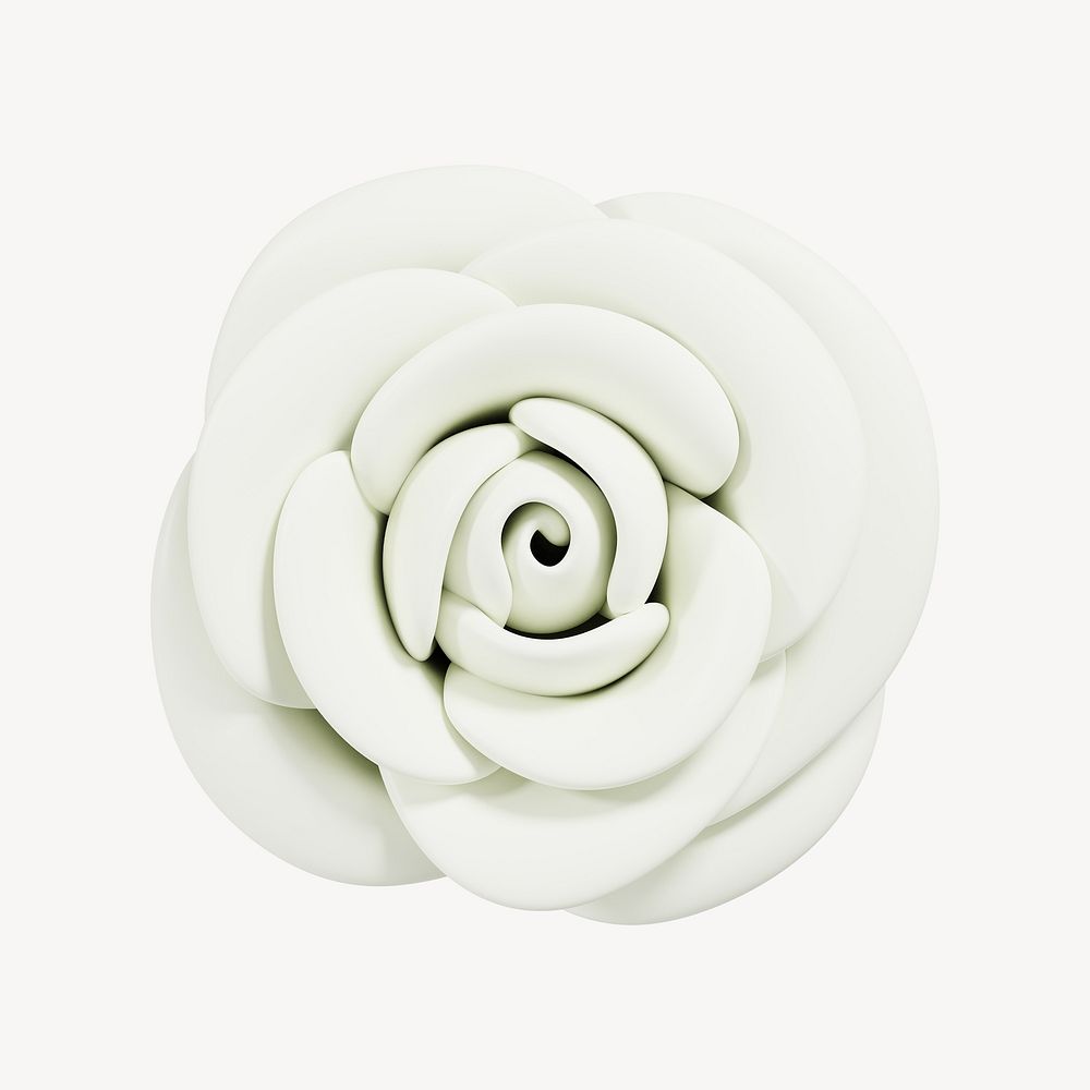 White rose flower, 3D illustration