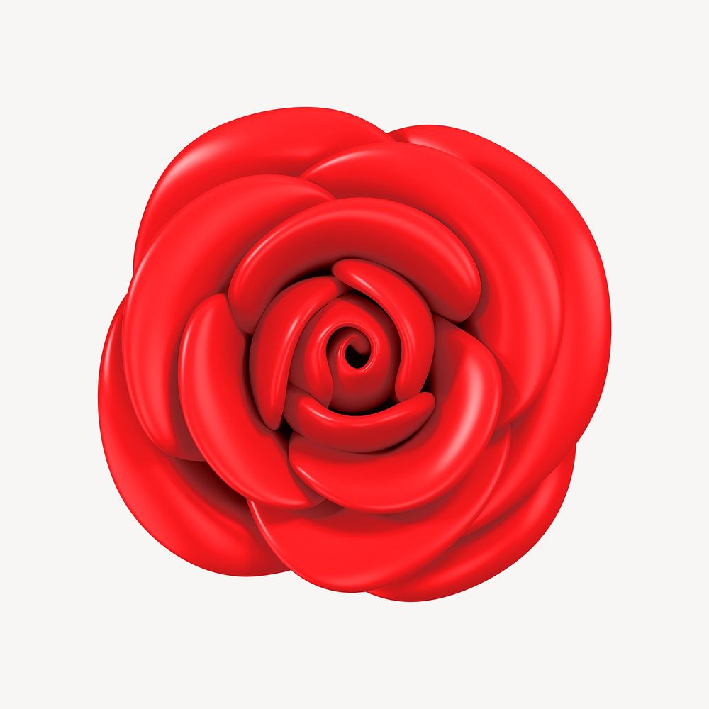 Red rose flower, 3D illustration