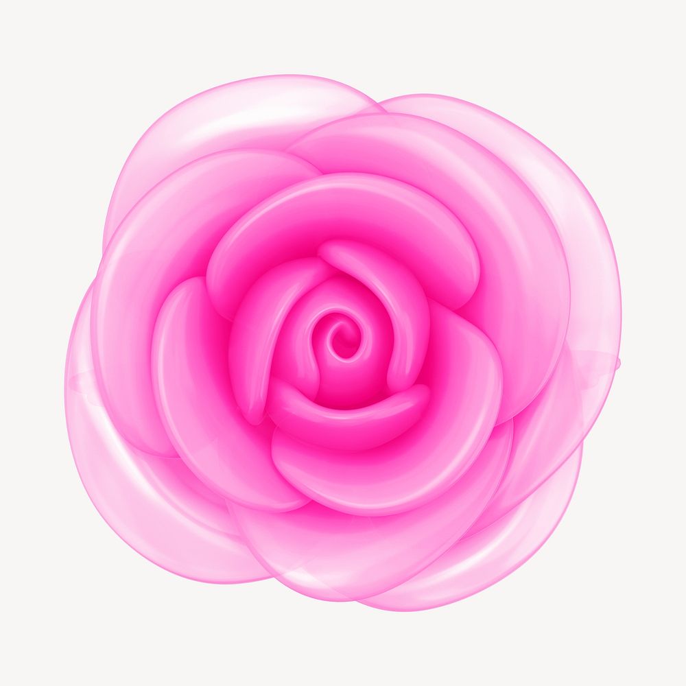Pink rose flower, 3D illustration
