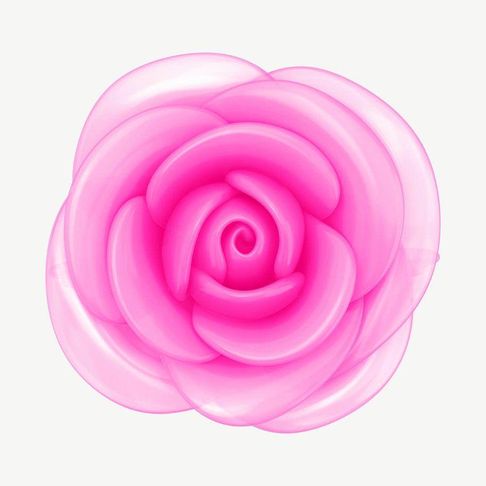 Pink rose flower, 3D collage element psd
