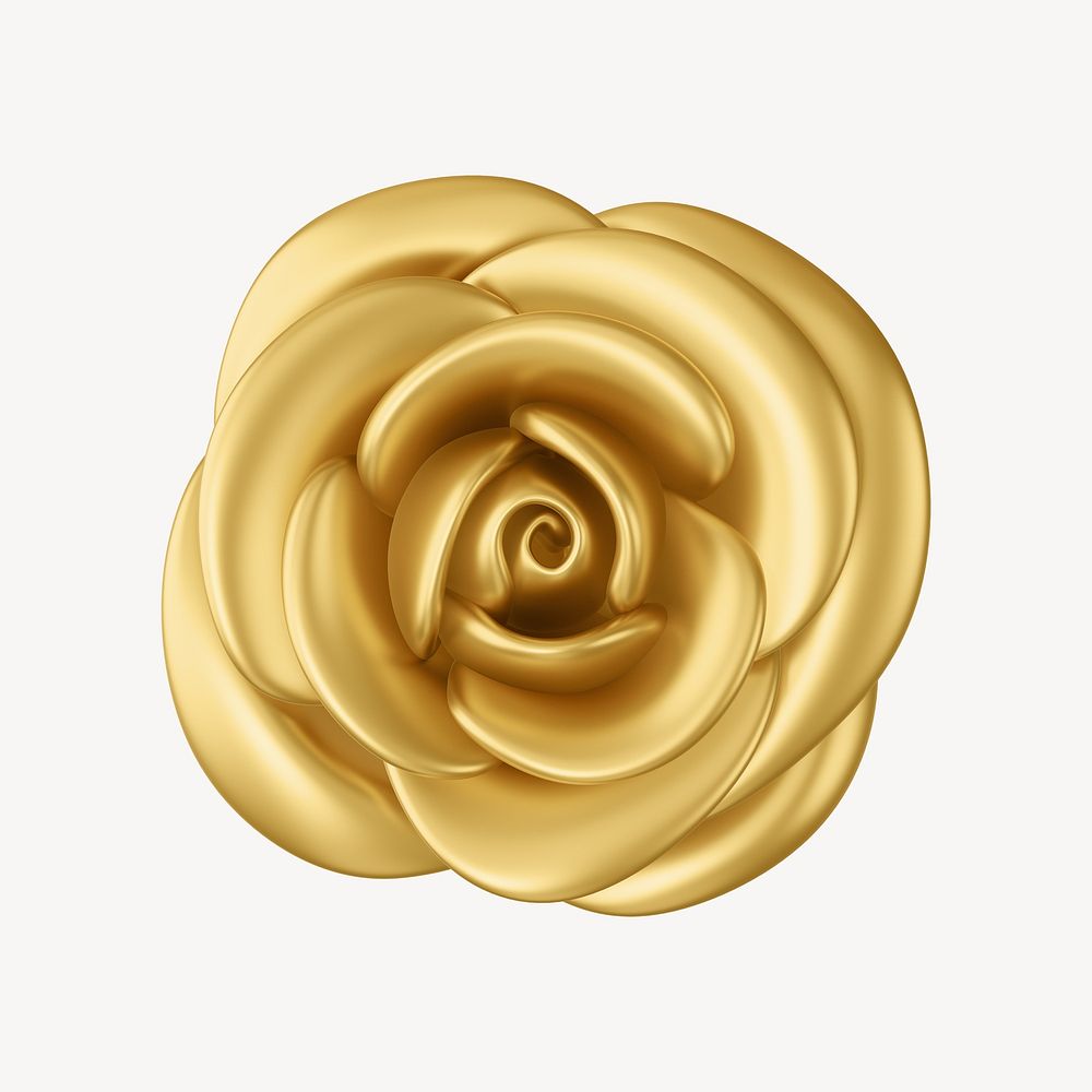 Golden rose flower, 3D illustration