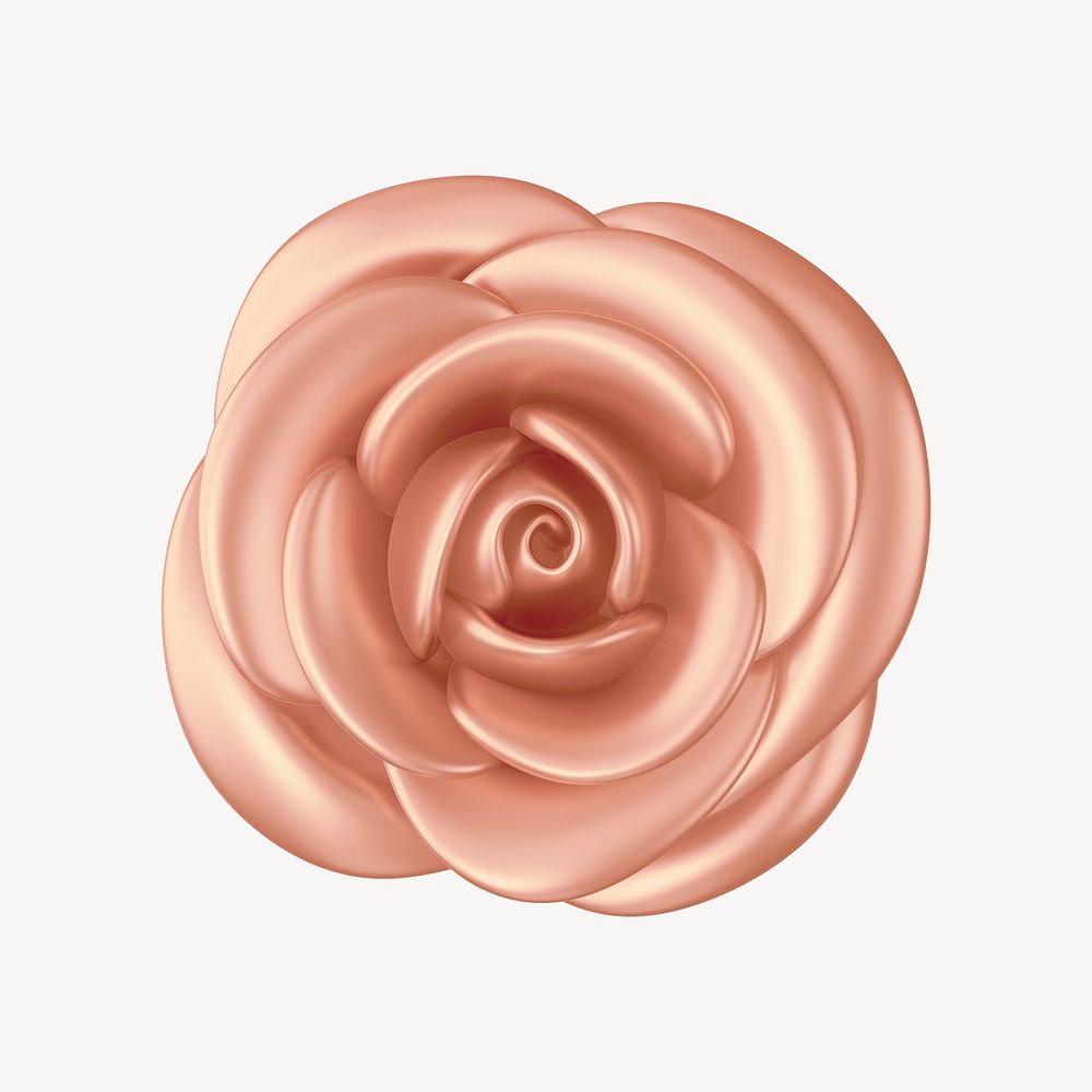 Copper gold rose flower, 3D illustration