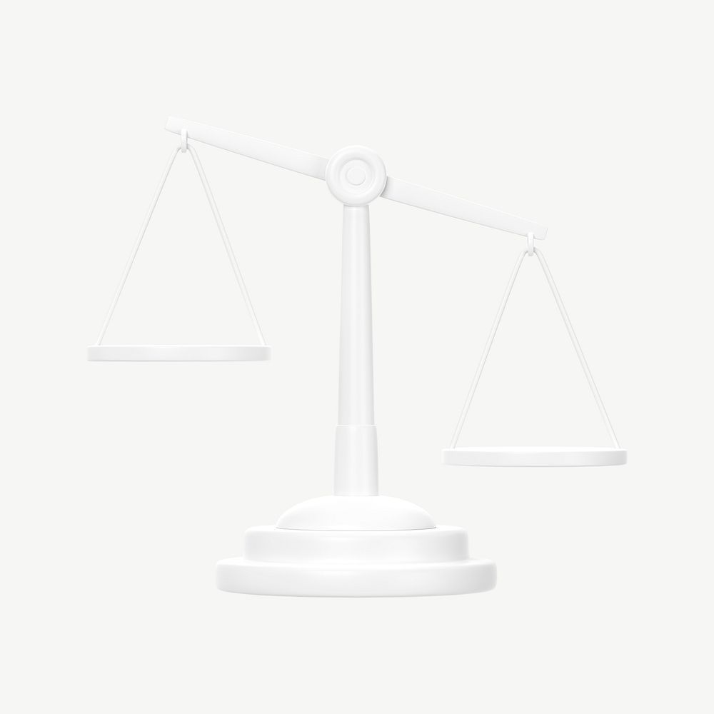 White justice scale, 3D law collage element psd