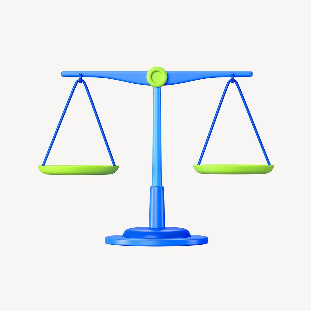 Blue justice scale, 3D law illustration