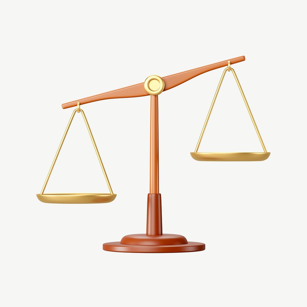 Scale of Justice, 3D law collage element psd