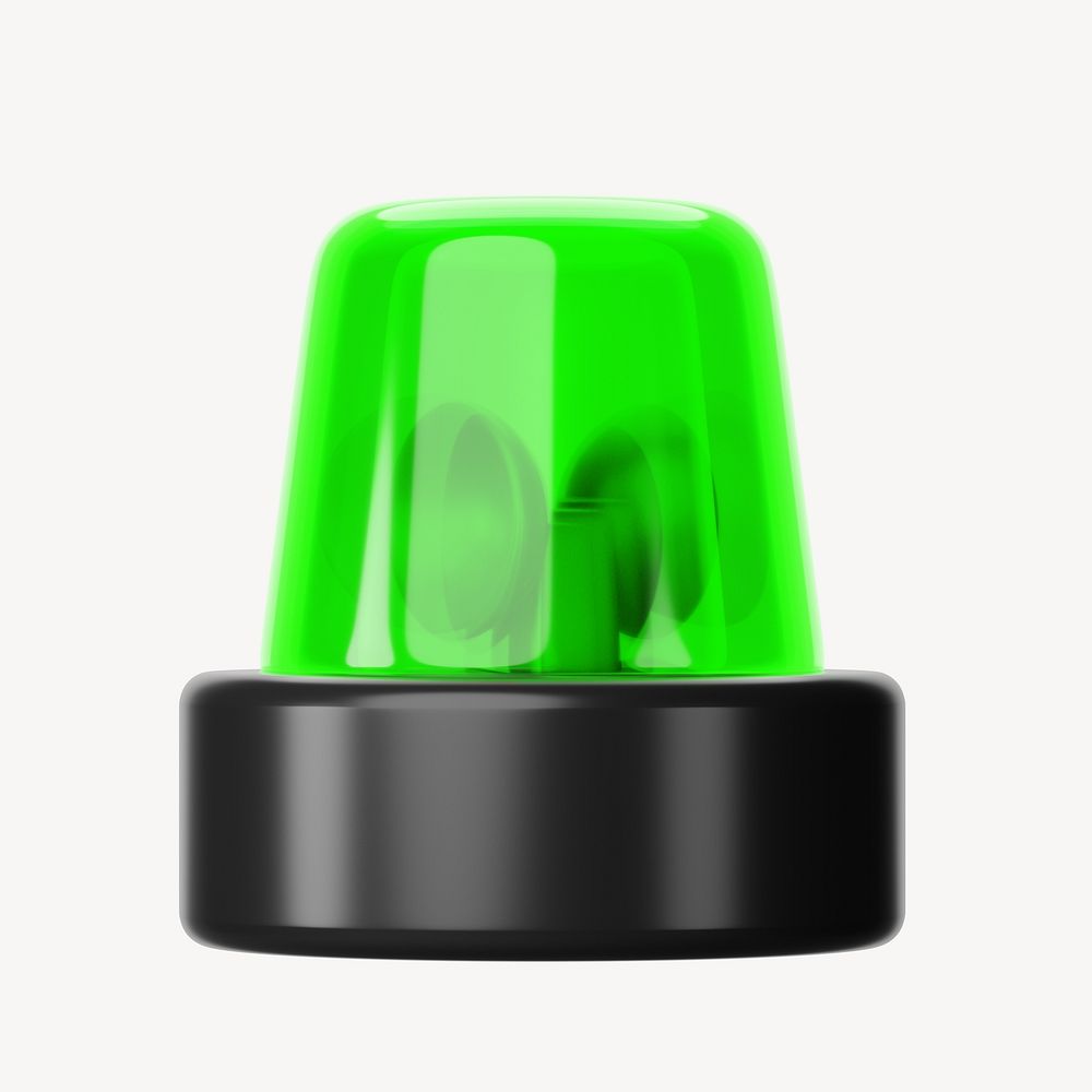 Green siren light, 3D illustration