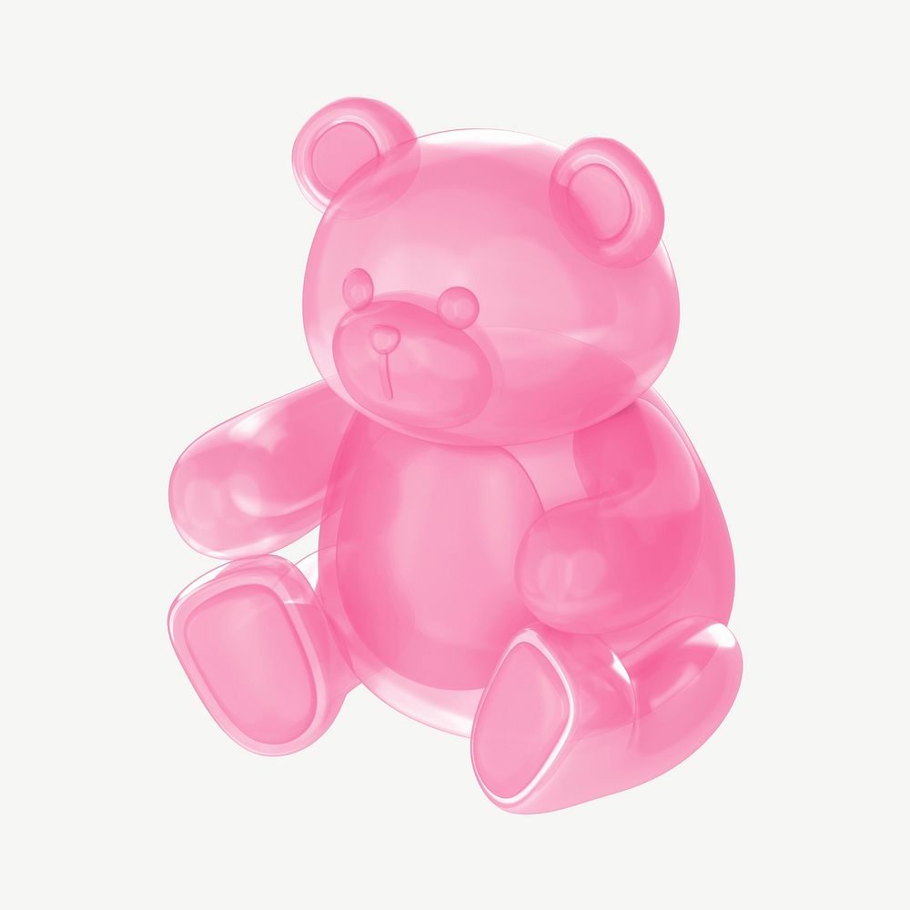 Pink teddy bear, 3D illustration psd