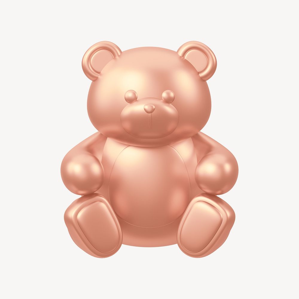 Copper teddy bear, 3D illustration