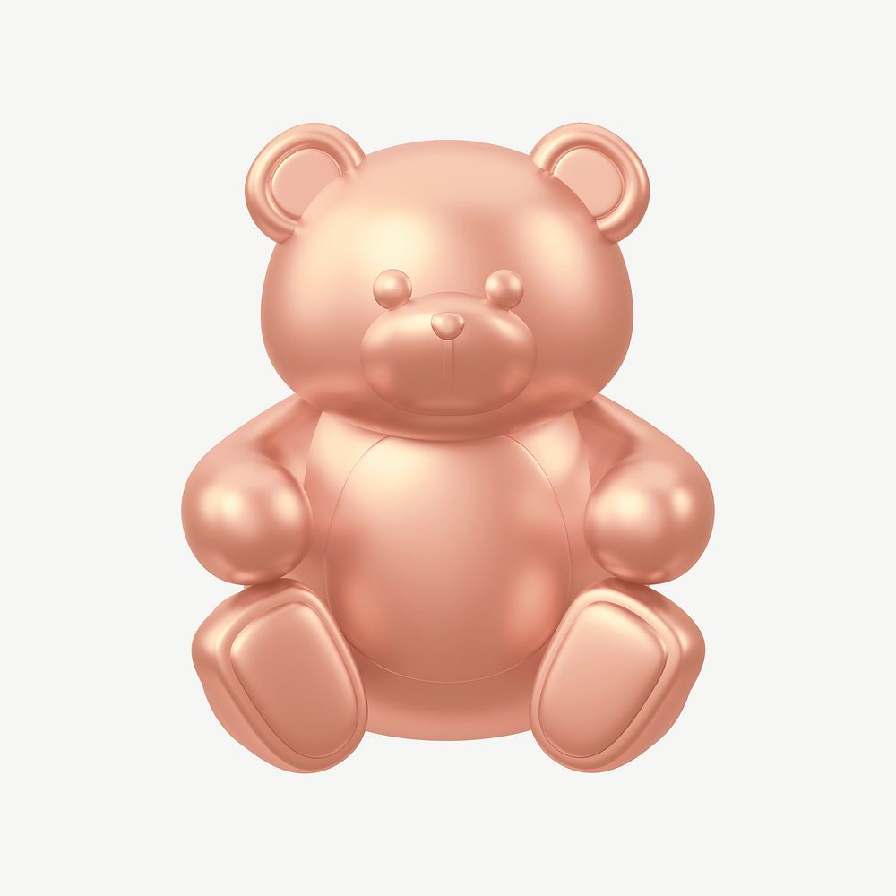 Copper teddy bear, 3D illustration psd