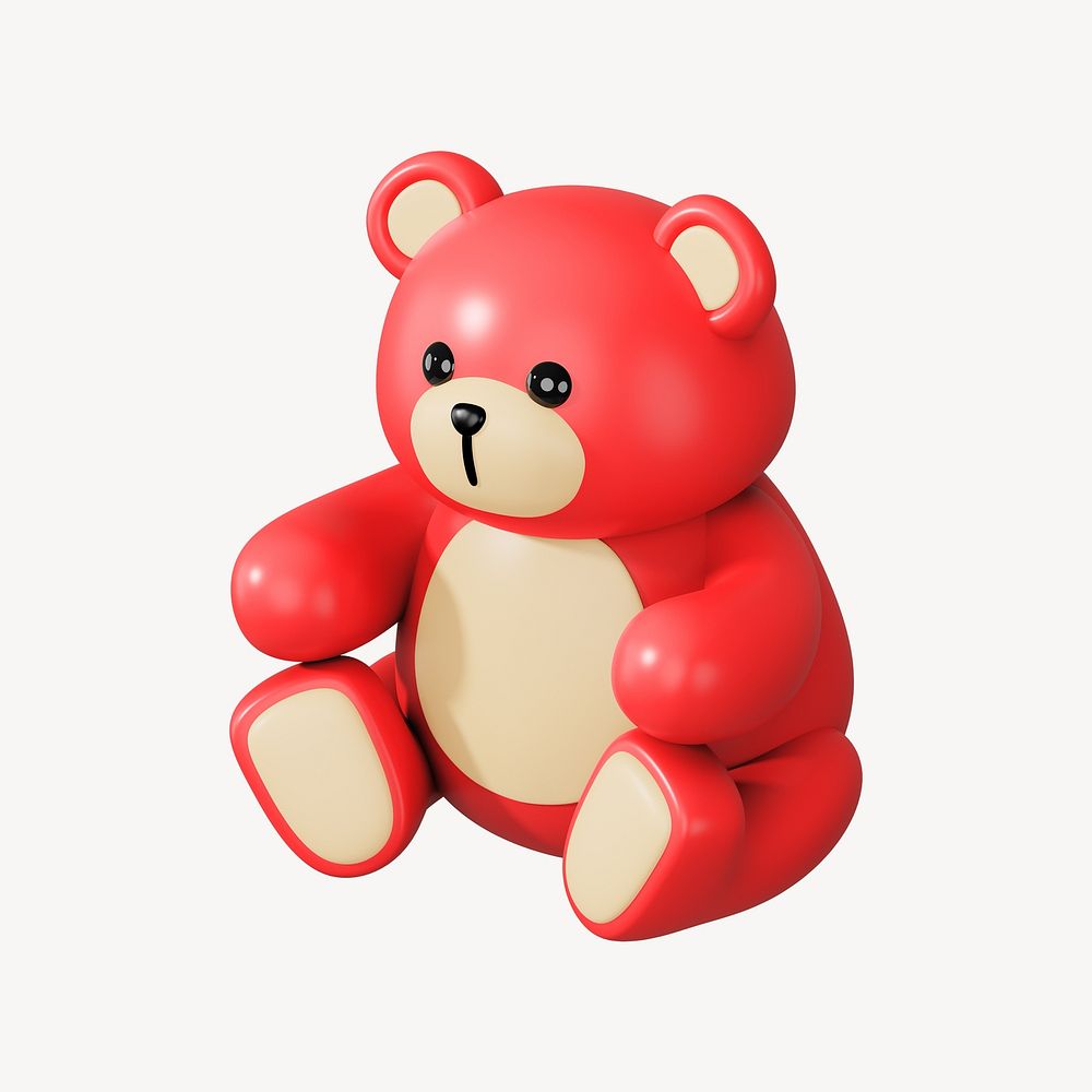 Red teddy bear, 3D illustration