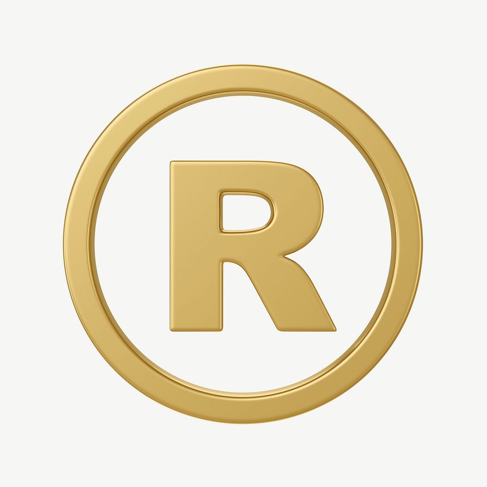 Golden   registered trademark symbol, 3D collage element psd