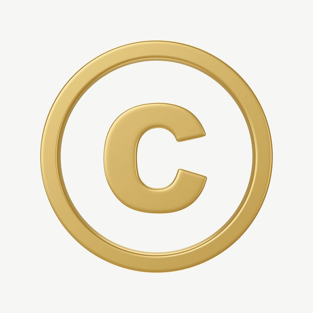 Golden  copyright symbol, 3D collage element psd