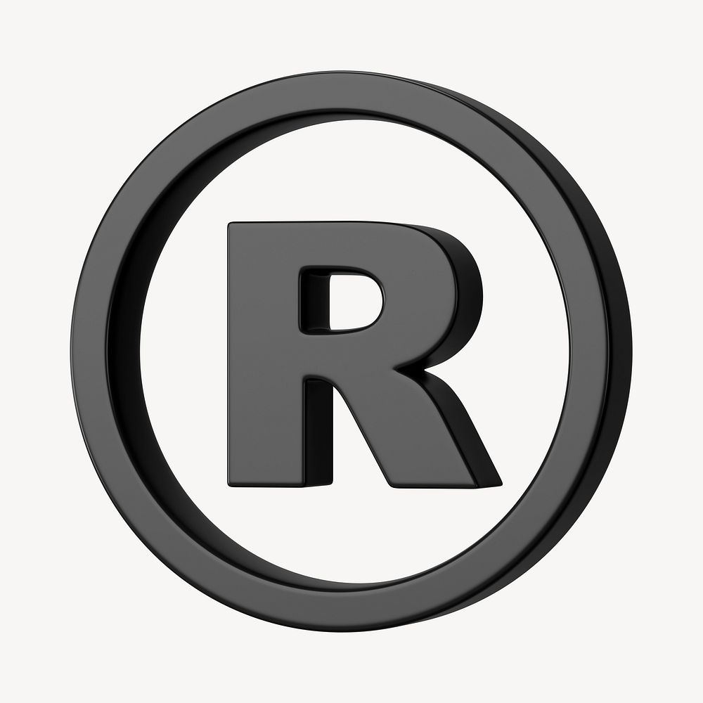 Black  registered trademark symbol, 3D rendering graphic
